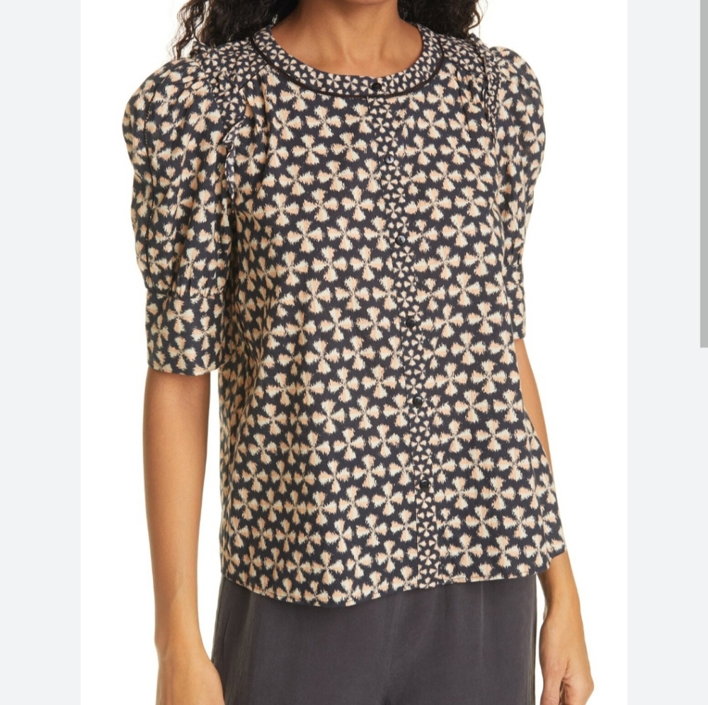 Ba&sh Short Sleeve Printed Blouse